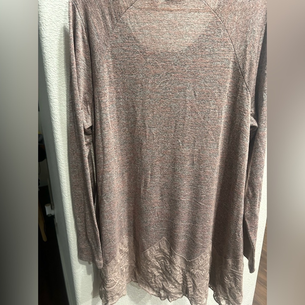 LOGO by Lori Goldstein Heathered Mauve Long Sleeve Top - Picture 3 of 4